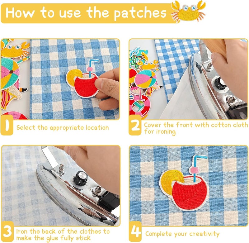 RF-patch 33 Pcs Summer Iron on Patches, Embroidered Summer Iron on/Sew on Patches for Clothes, Hats, Dress, Backpacks - Image 3